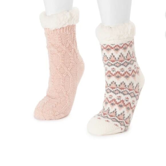 Muk Luks Fuzzy Chenille Plush Cabin Socks, 2 Pack, Size S / M, New with Tag - Picture 3 of 7